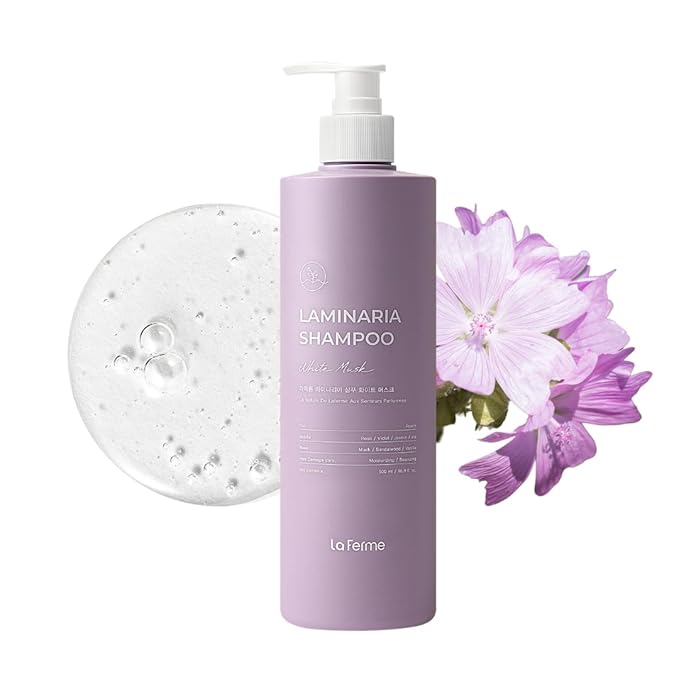laferme Laminaria Shampoo with Organic Ingredient, Korean Clarifying Shampoo, Hydrating for Dry Hair, Strengthening for Weak Hair, Sulfate & Paraben free, For Women & Men (16.9 FL. OZ., White Musk)