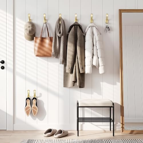Brushed Bronze Heavy Duty Coat Hooks, 6 Pack Aluminum Wall Hooks - Image 2