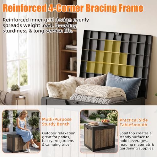 40 Gallon Outdoor Deck Box, Lockable Waterproof Resin Storage Container - Image 6