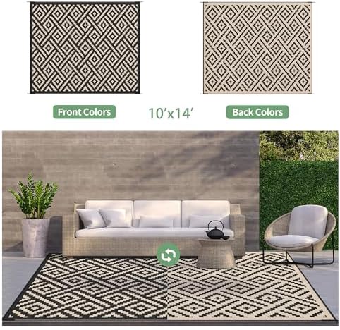 GENIMO Outdoor Rug, Waterproof Plastic Rugs 10'x14' - Image 4