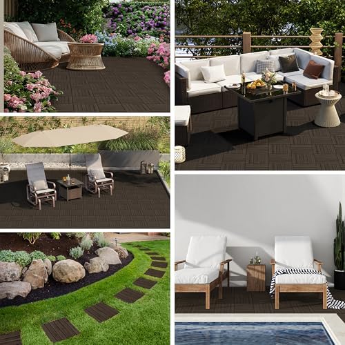 Yaheetech 108PCS Deck Tiles Acacia Wood Interlocking Outdoor Flooring - Image 6