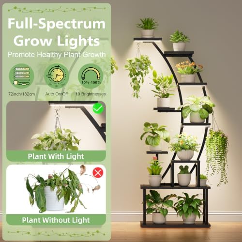 2 Pack Plant Stand Indoor with Grow Lights, 9 Tier Large Tall Plant Shelf - Image 3