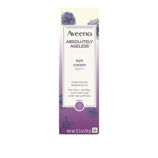Aveeno Absolutely Ageless 3-in-1 Under Eye Dark Circle & Anti-Wrinkle Cream with Antioxidant-Rich Blackberry Complex, Vitamins C & E, Hypoallergenic, Non-Comedogenic & Non-Greasy, 0.5 oz (Pack of 2)