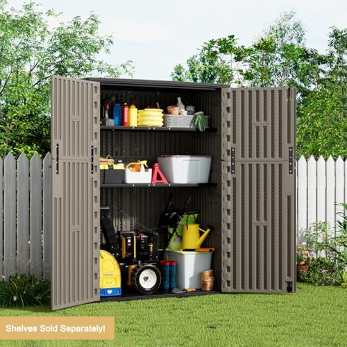KINYING Outdoor Vertical Storage Shed, 57 Cu.ft Outdoor Storage Cabinet - Image 6