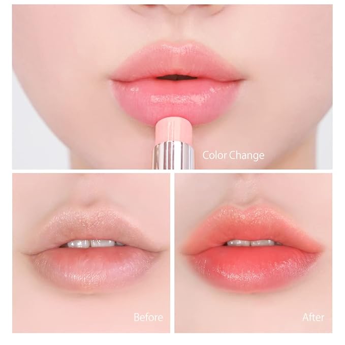 [SET] CORINGCO Sparkle Cute Color Changing Lip Balm｜ Colored Lip Cream Lip Gloss, Glitter Lip Care Lip Pack Birthday Gift Glitter Gift Sequin Shiny Spangle Lipbalm (#04 Orange Red)