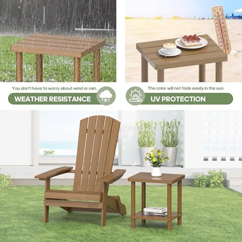 Outdoor Side Table with 2-Tier, Bamboo Small Patio Adirondack Tables - Image 5