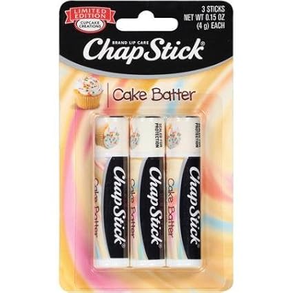 Chap Stick Lip Care - Limited Edition - Cake Batter - 3 Count Sticks Per Package - Pack of 3 Packages