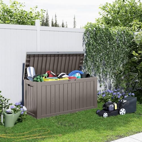 PatioZen 80 Gallon Resin Deck Box, Lockable Outdoor Storage Box - Image 2