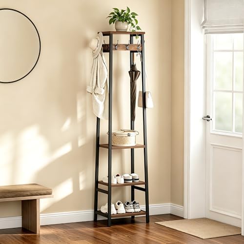 Coat Rack Freestanding with 3 Shelves and 7 Hooks - Image 6