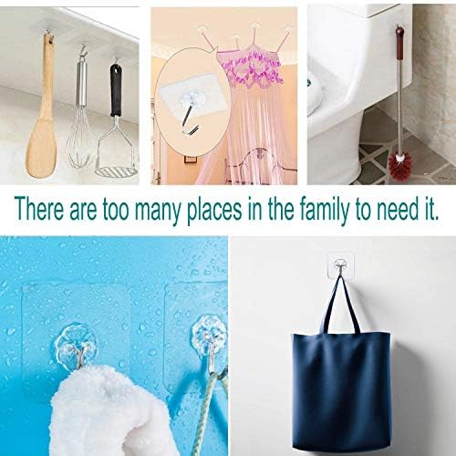 Jwxstore 12 Pack Adhesive Wall Hooks Clear 33LB Heavy Duty Sticky Hooks - Image 3