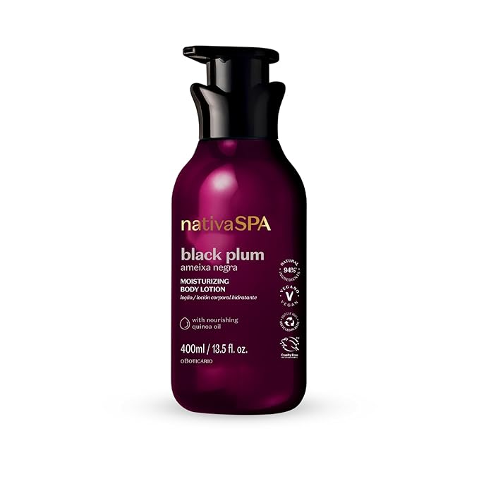 Nativa SPA by O Boticário, Black Plum Moisturizing Body Lotion, Long-Lasting Hydration and Lightweight, Fragranced Moisturizer, 13.5 Ounce