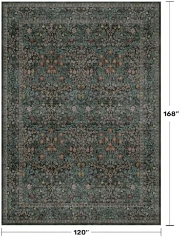 Vintage Washable Dark Green 10x14 Rug - Image 2