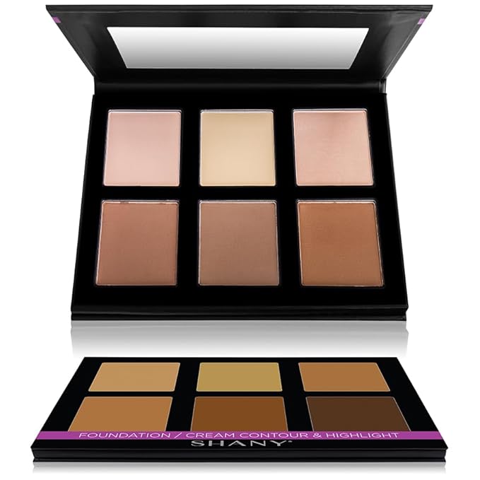 SHANY Powder Contour & Highlight Makeup Palette with Mirror - 6 Color Contour Palette - CONTOUR
