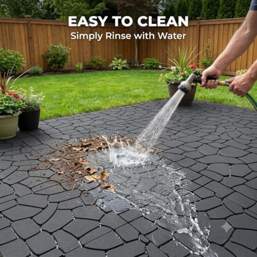 Plastic Interlocking Deck Tiles, 44 Pack, Poolside Balcony, and Backyard - Image 4