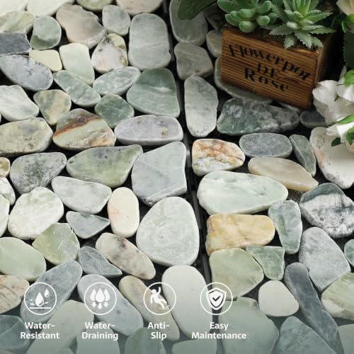 Pebble Tile, Natural Stones Paver Tile, Jade Green 4 Sheets - Image 7