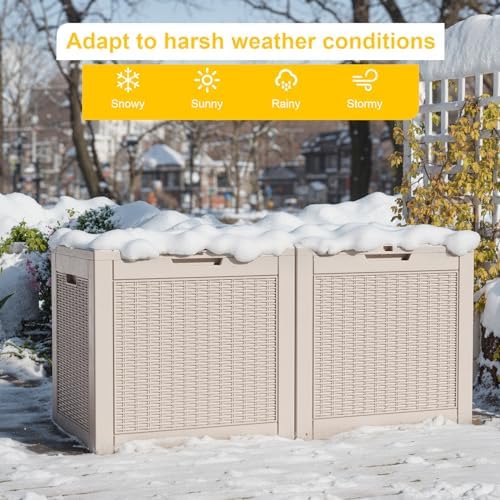 PatioZen 31 Gallon Wicker Pattern Resin Deck Box, Lockable Patio Outdoor - Image 5