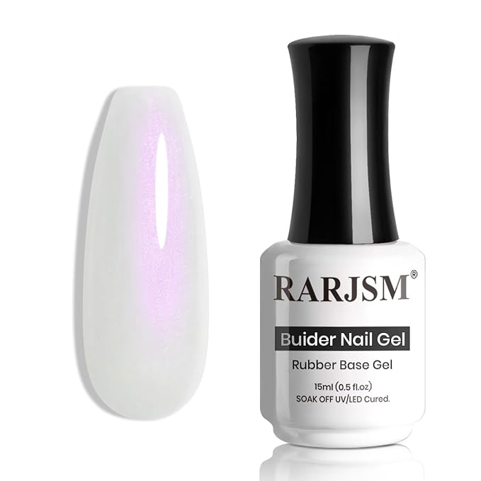 RARJSM Gel Builder Nail Polish Pearl White Purple Glitter Hard Gel in a Bottle Mermaid Shell Pearlescent Thick Extension Structure Gels for Nails 15ml Soak Off Curing Requires Salon Home DIY Use