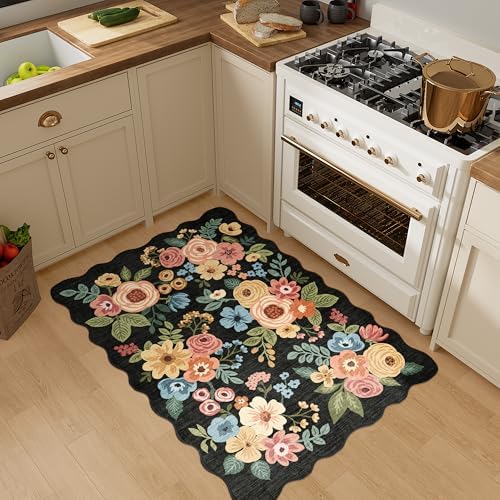 DUKINO 2x3 Rugs for Entryway, Floral Door Mat Washable Kitchen Rugs - Image 5