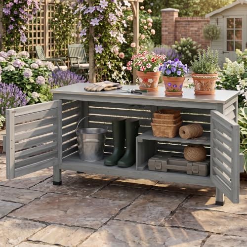 Tangkula Wood Outdoor Storage Cabinet - Image 2