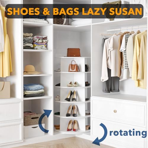 SpaceAid 5 Tier Rotating Shoe Rack Tower, Spinning Shoe Display Lazy Susan - Image 4