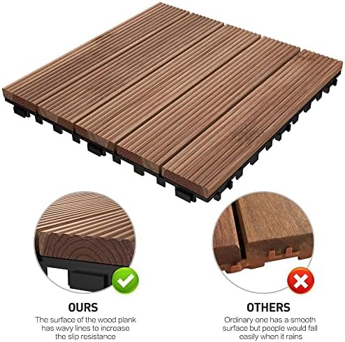 Topeakmart 12x12in Interlocking Wood Deck Tiles 11PCS Flooring - Image 6