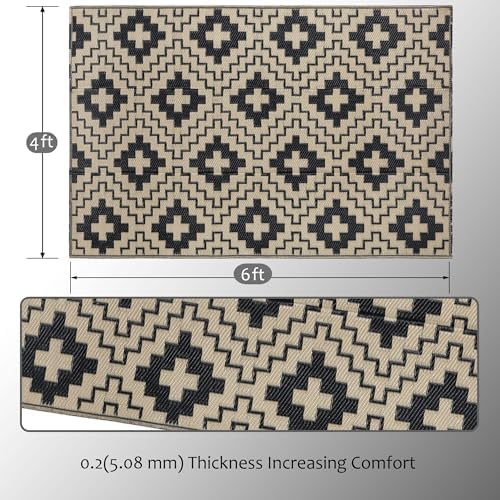 SAND MINE Waterproof Outdoor Rug 4x6 ft, Reversible Plastic Straw Area Rug - Image 2
