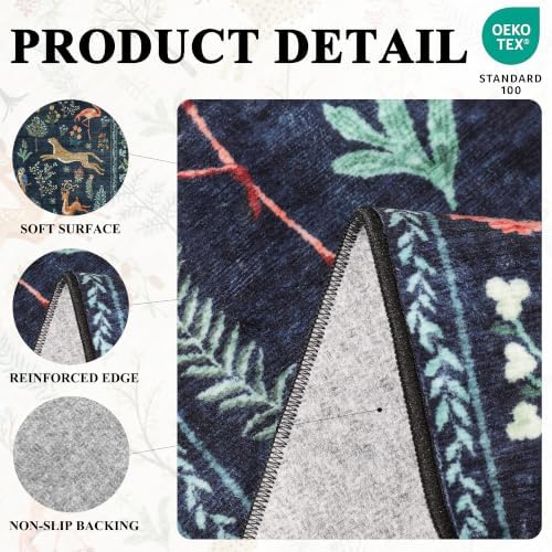 DUKINO 2x7 Runner Rug for Hallway, Washable Kitchen Rugs Non Slip Navy Blue - Image 4