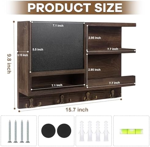 WEWEOW Key Holder for Wall, Mail Organizer Wall Mount - Image 4