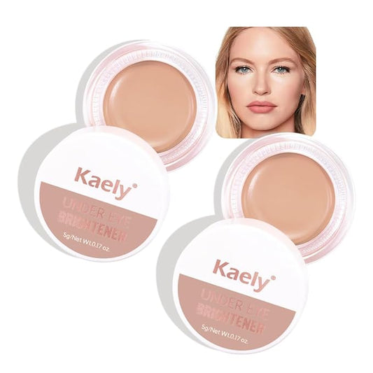 evpct 2Pcs Nude Pink under Eye Corrector Brightener Concealers for Older Women Dark Circles, under Eye Cream Pot Concealer Full Coverage Peach Color Corrector Makeup, Nourishing Waterproof