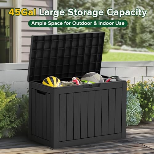 Outdoor Storage Box, 50 Gallon Waterproof Deck Box, Snap-Together Storage Bin - Image 4
