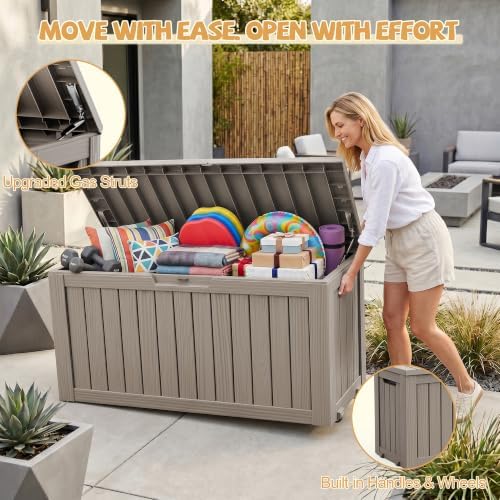 EFU Outdoor Storage Box Waterproof, 170 Gal Gen 2 Resin Deck Box - Image 2