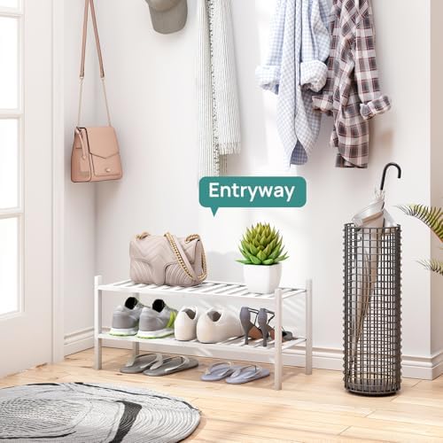 viewcare White Shoe Rack for Entryway, 2 Tier Shoe Organizer for Hallway Closet - Image 2