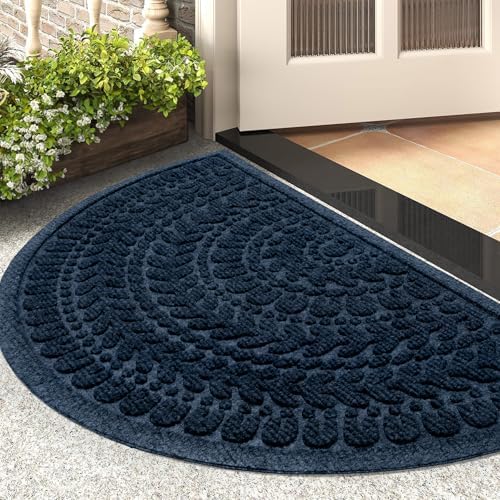 RORA Half Circle Door Mat Front Door Mat Outside Entrance Welcome Mat 17x30 by RORA