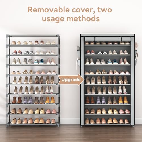 LANTEFUL Shoe Rack with Covers 10 Tier Tall Shoe Rack Organizer Large Capacity - Image 5