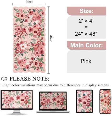 DUKINO 2x4 Rug for Entryway, Floral Washable Kitchen Rugs Non Slip - Image 2