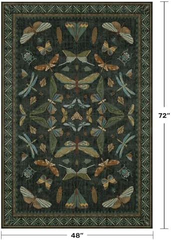 Dark Green 4x6 Washable Area Rug - Image 2