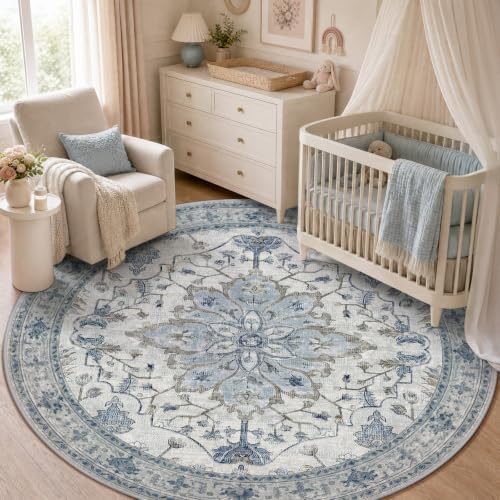 RELEANY Washable Area Rug, Round 5ft by RELEANY