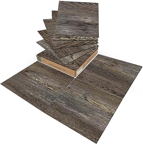 Art3d 30-Pack Peel and Stick Floor Tiles, Dark Brown Oak by Art3d