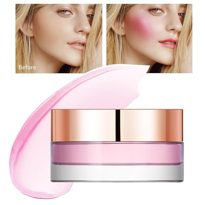 Color Change Blush Clear Liquid Blush Cream Moisturizing Blusher Halo dyeing naturally Blush Rouge Multi-use Makeup Cream For Cheeks Face Lips Waterproof Blush Gel Lip Oil (#3)