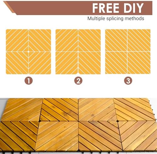 PrimeZone 297 PCS Solid Acacia Wood Interlocking Patio Deck Tiles Outdoor - Image 7