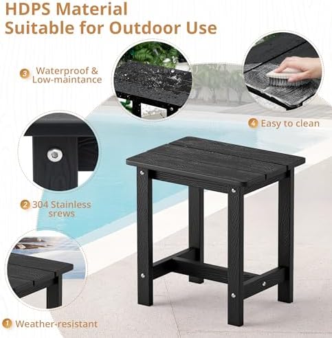 LUE BONA Small Outdoor Side Table, HDPS Adirondack Table - Image 5