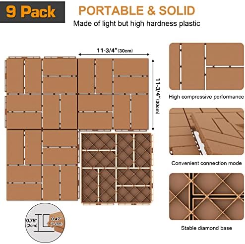 Goovilla Plastic Interlocking Deck Tiles, 9 Pack 12"x12" - Image 3