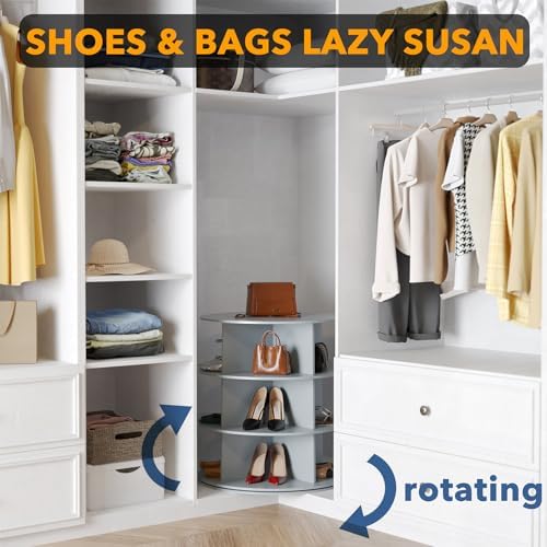 SpaceAid 3 Tier Rotating Shoe Rack Tower, Spinning Shoe Display Lazy Susan - Image 4