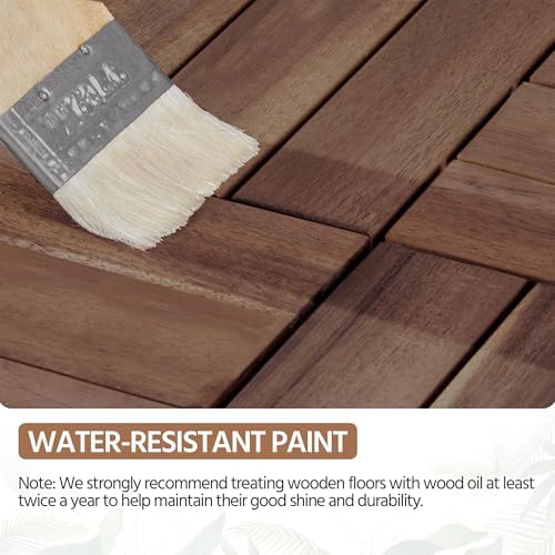 Yaheetech 54PCS Acacia Wood Deck Tiles Interlocking Patio Flooring - Image 7