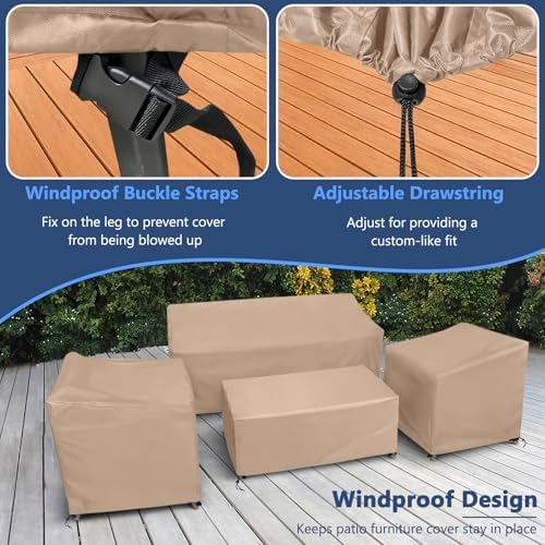 STARTWO Outdoor Furniture Cover Waterproof 4 Piece Set, Regular 600D - Image 4