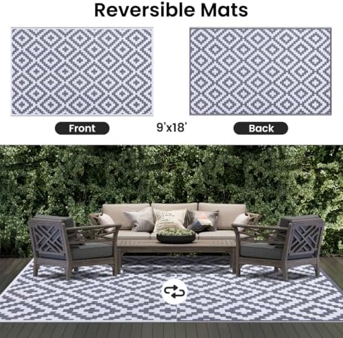 Smiry Outdoor Rug 9x18 ft Waterproof Reversible Boho Mat - Image 3