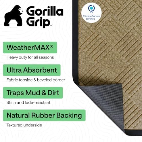 GORILLA GRIP WeatherMAX Door Mat, Indoor Outdoor Use - Image 2