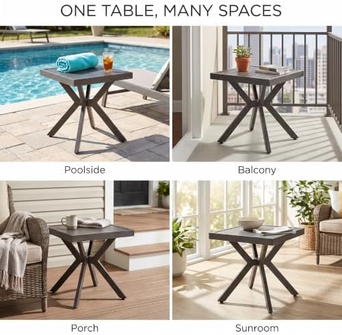 Aluminum Outdoor Side Table for Patio, 17.7" Square - Image 6