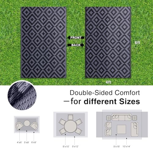 OLANLY Outdoor Rug 4x6 ft Waterproof Reversible Mat - Image 2