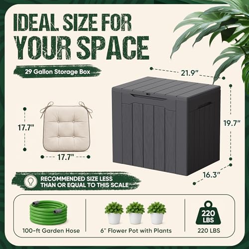 Devoko 29 Gallon Deck Box, Waterproof Resin Outdoor Storage Box - Image 6
